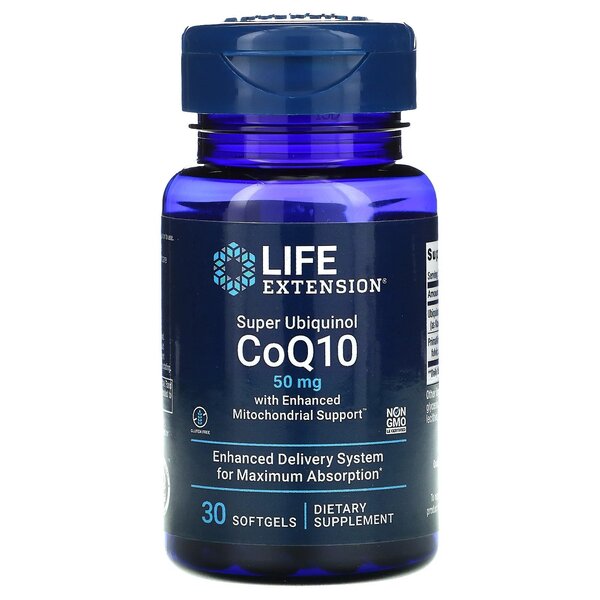 Super Ubiquinol CoQ10 with Enhanced Mitochondrial Support, 50mg - 30 softgels - Life Extension