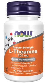 Double Strength L-Theanine, 200mg - 60 vcaps - NOW Foods