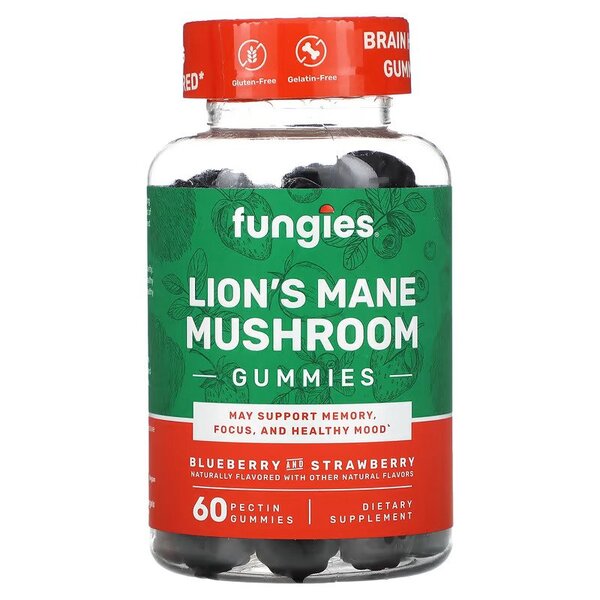 Lion's Mane Mushroom Gummies, Blueberry & Strawberry - 60 gummies - Fungies