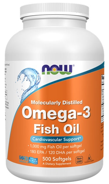 Omega-3 Fish Oil, Molecularly Distilled - 500 softgels - NOW Foods