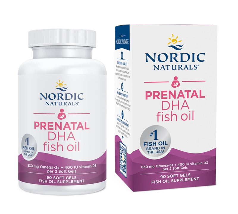 Prenatal DHA, 830mg Omega-3 + 400 IU D3 Unflavored - 90 softgels - Nordic Naturals