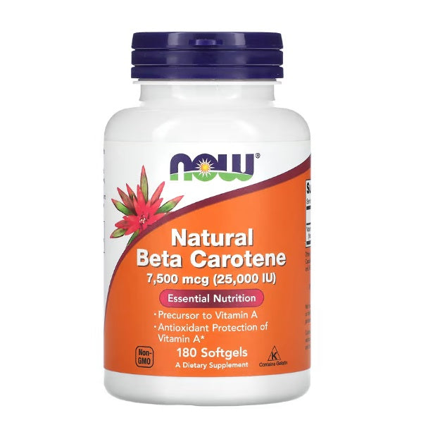 Beta Carotene Natural, 25 000 IU - 180 softgels - NOW Foods