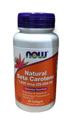 Beta Carotene Natural, 7 500 mcg (25 000 IU) - 90 softgels - NOW Foods