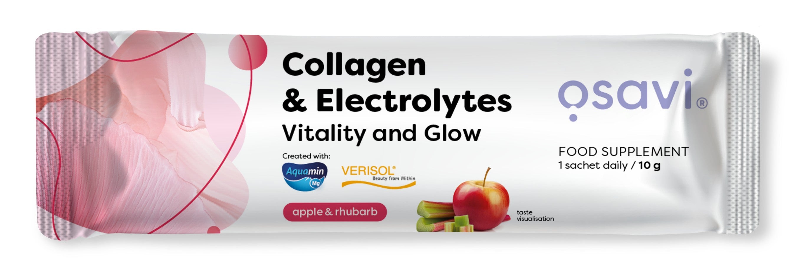 Collagen Electrolytes Vitality and Glow, Apple & Rhubarb - 10 grams (1 serving) - Osavi
