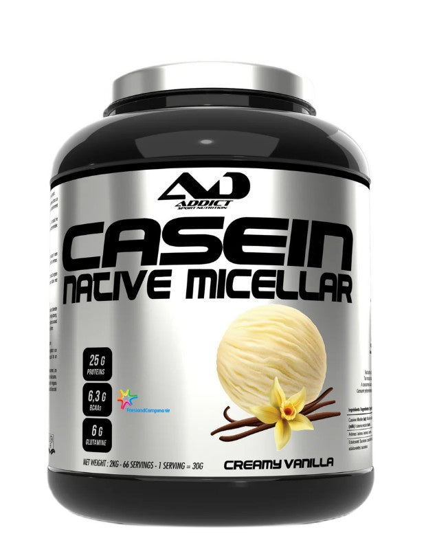 Native Micellar Casein, Creamy Vanilla - 2000 grams - Addict Sport Nutrition