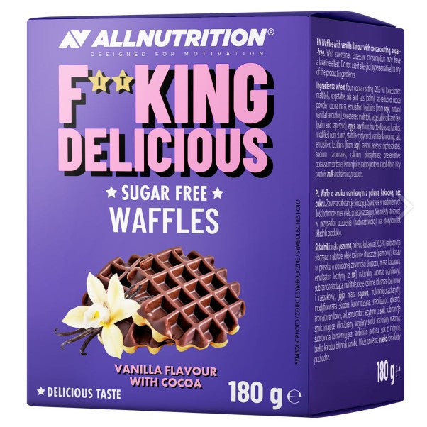 Fitking Delicious Waffles, Vanilla Flavour with Cocoa - 180 grams - Allnutrition