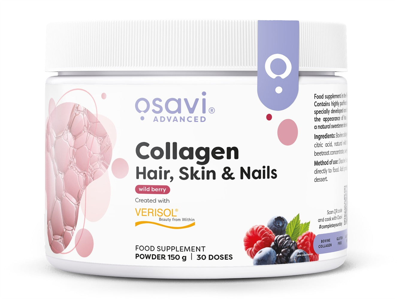 Collagen Peptides (Hair Skin & Nails), Wild Berry - 150 grams - Osavi