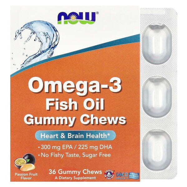 Omega-3 Fish Oil Gummy Chews, Passion Fruit - 36 chews - NOW Foods