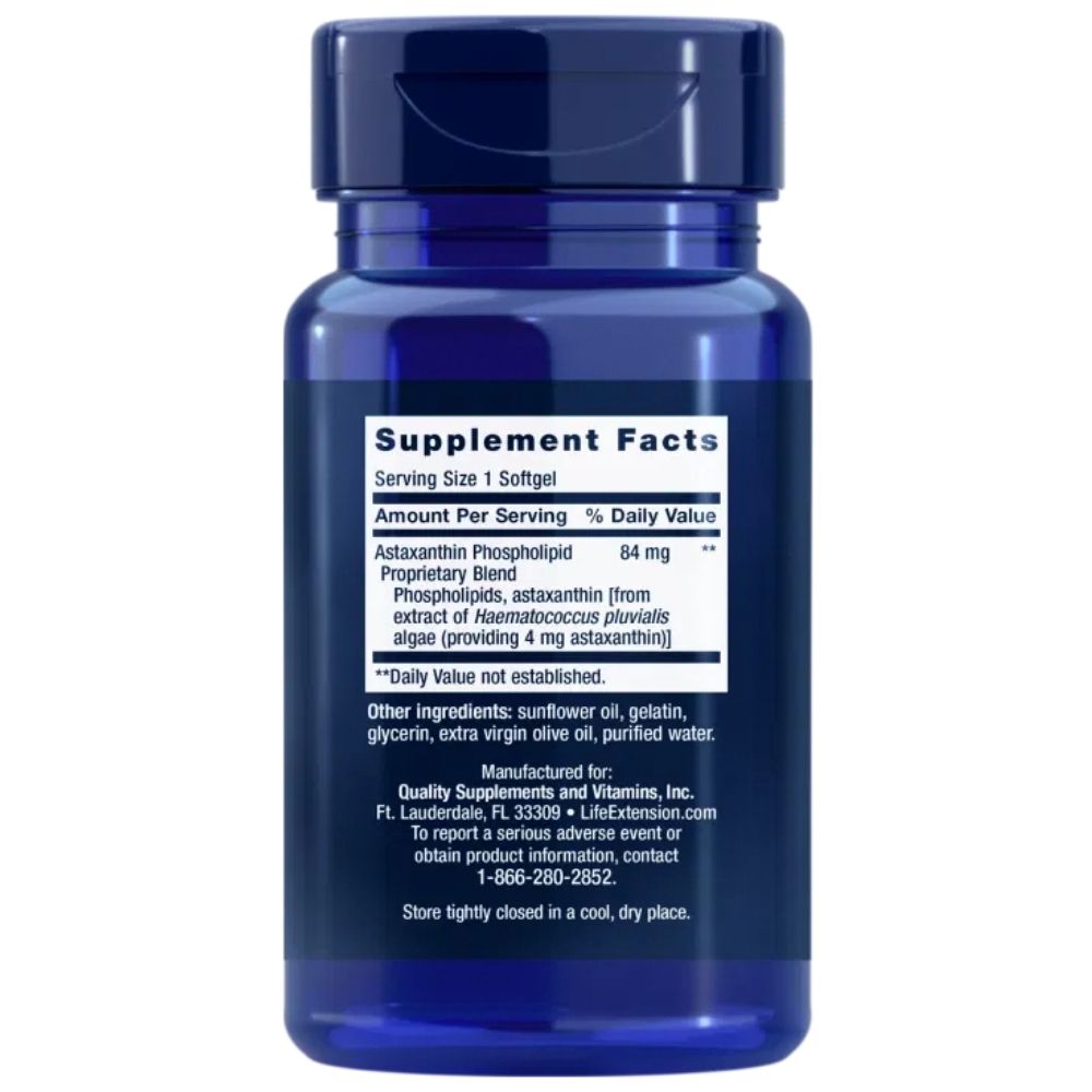 Life Extension 4 mg astaksantinas su fosfolipidais - 30 minkštųjų gelių - Magnis.lt