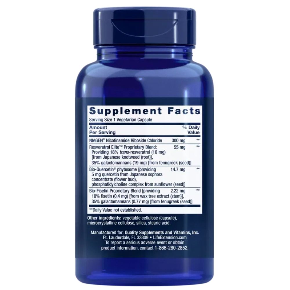 Life Extension NAD+ Cell Regenerator™ ir Resveratrol Elite™ 300 mg - 30 kapsulių - Magnis.lt