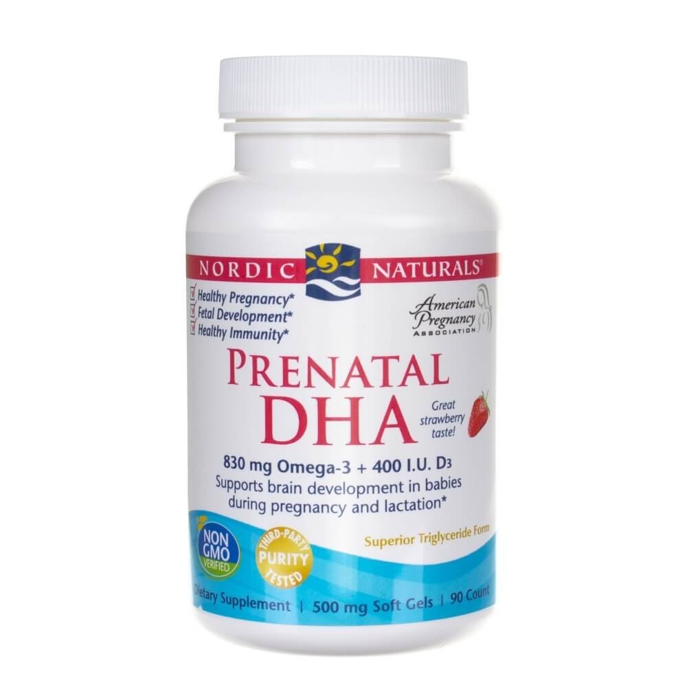 Nordic Naturals Prenatal DHA, braškių skonio - 90 minkštųjų kapsulių - Magnis.lt