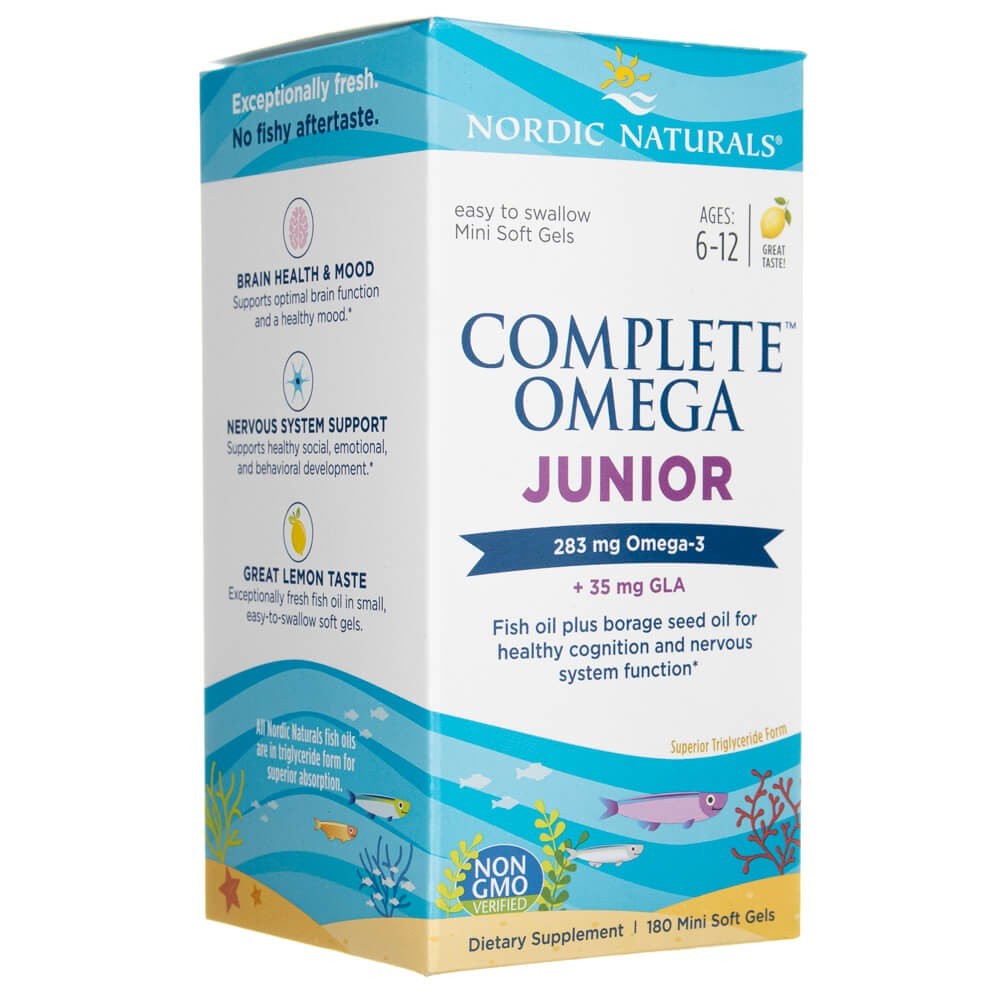 Nordic Naturals Complete Omega Junior Lemon - 180 minkštųjų gelių - Magnis.lt