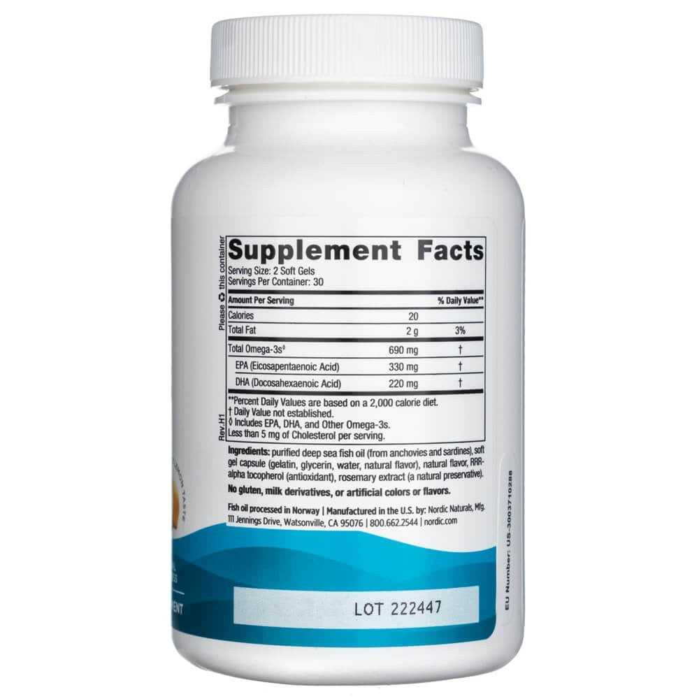 Nordic Naturals Omega-3 Lemon 345 mg - 60 minkštųjų kapsulių - Magnis.lt