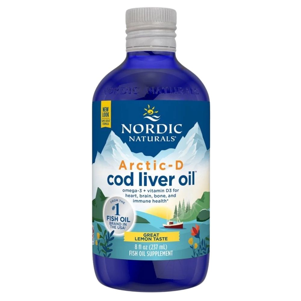 Nordic Naturals Arctic-D menkių kepenų aliejus, citrinų skonio - 237 ml - Magnis.lt