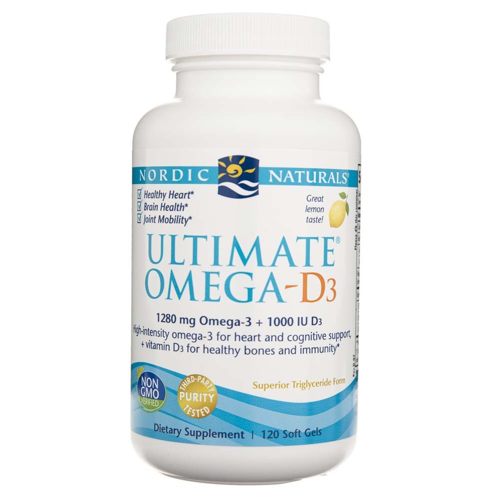 Nordic Naturals Ultimate Omega-D3 Lemon 640 mg – 120 mīksto kapsulu