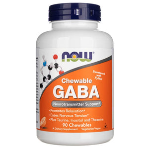 Now Foods GABA apelsīnu garšas košļājamās - 90 tabletes