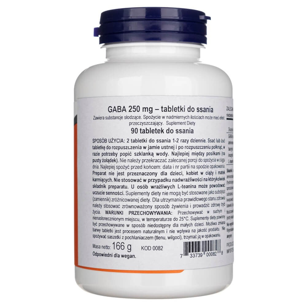 Now Foods GABA apelsīnu garšas košļājamās - 90 tabletes