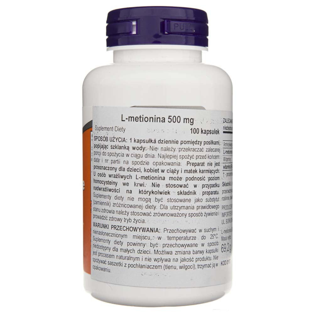 Now Foods L-metionīns 500 mg - 100 kapsulas