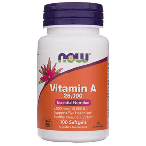 Now Foods vitaminas A 7500 mcg (25000 TV) - 100 minkštųjų gelių - Magnis.lt