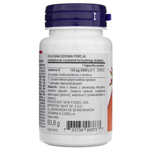 Now Foods vitaminas D3 5000 TV - 240 minkštųjų gelių - Magnis.lt