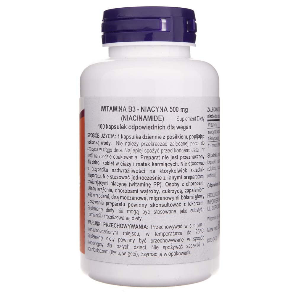 Now Foods Niacinamide 500 mg - 100 kapsulu