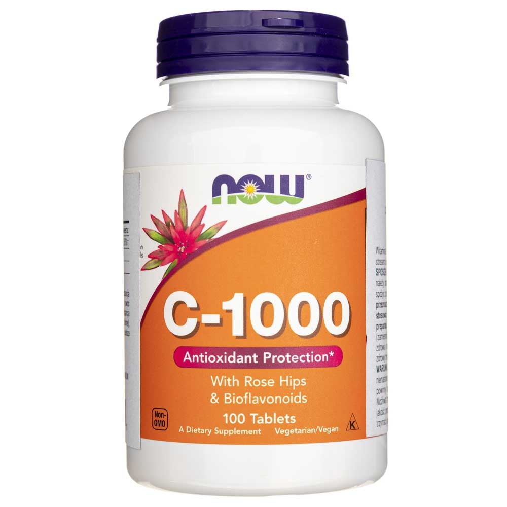 Now Foods vitaminas C-1000 su rožių klubais ir bioflavonoidais - 100 tablečių - Magnis.lt