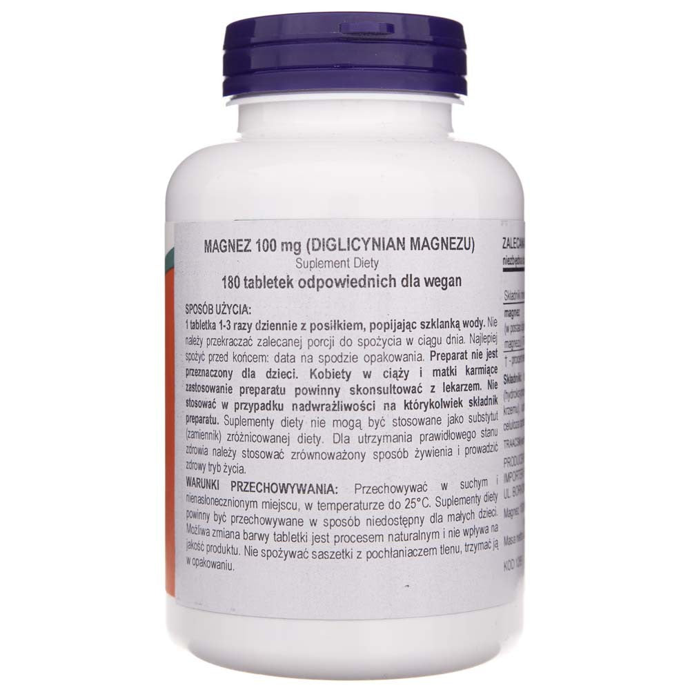 Now Foods Magnija glicināts 200 mg - 180 tabletes