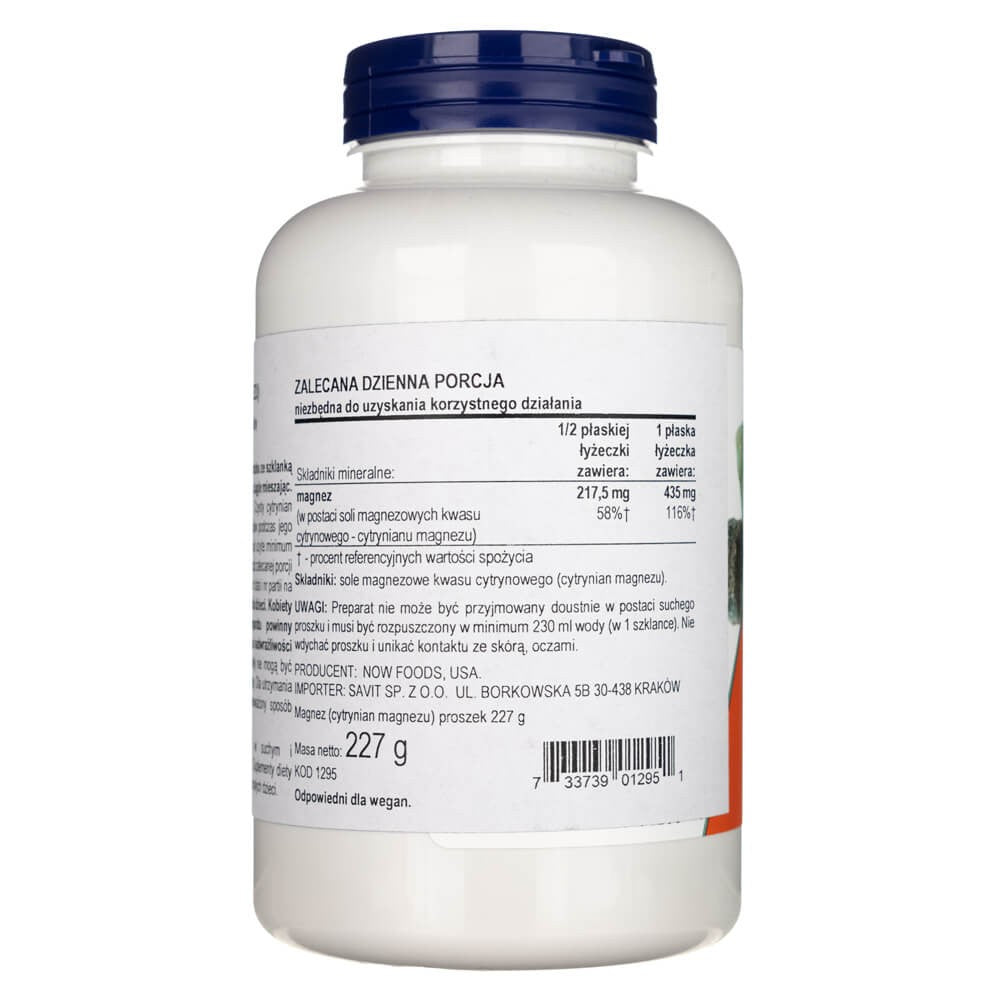 Now Foods Magnija citrāta pulveris - 227 g