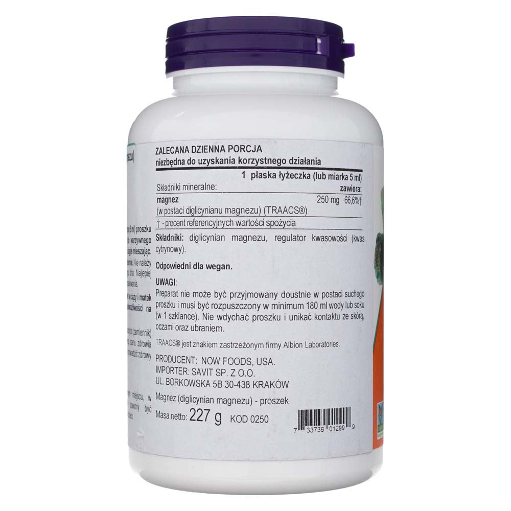 Now Foods magnija bisglicināta pulveris – 227 g