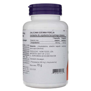 Now Foods L-fenilalanīns 500 mg - 120 kapsulas