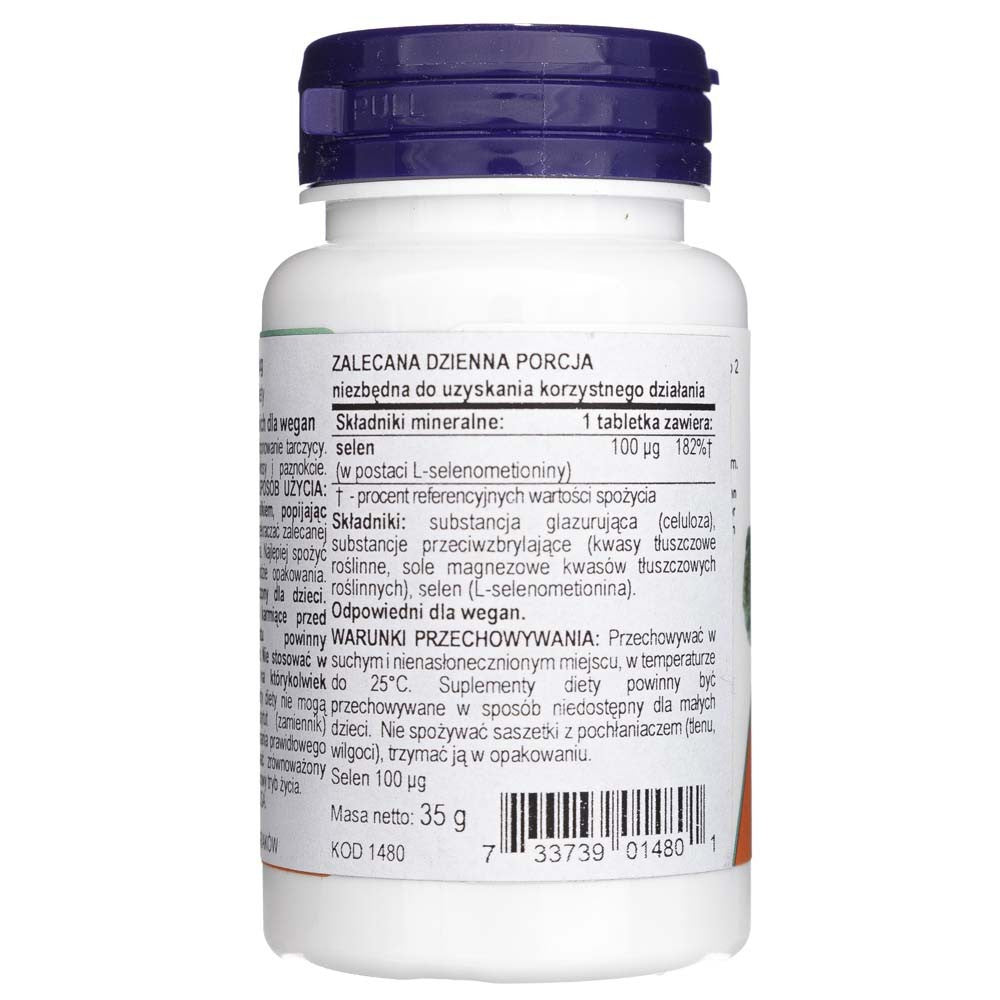 Now Foods Selēns 100 µg - 100 tabletes