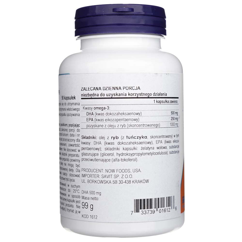 Now Foods DHA-500 dubultā stipruma - 90 mīkstās kapsulas