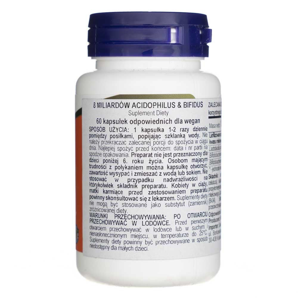 Now Foods Acidophilus un Bifidus 8 miljardi KVV - 60 kapsulas