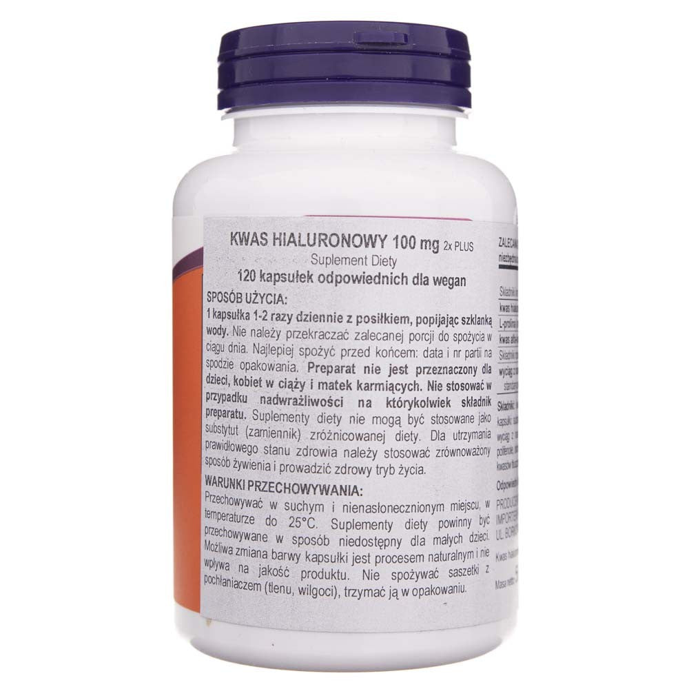 Now Foods hialuronskābe, dubultā stipruma 100 mg - 120 kapsulas