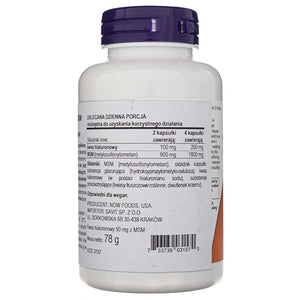 Now Foods hialuronskābe ar MSM 50 mg - 120 kapsulas