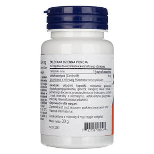 Now Foods astaksantīns 4 mg – 60 mīkstās želejas kapsulas