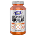 Now Foods L-arginīns 500 mg un L-citrulīns 250 mg — 240 kapsulas
