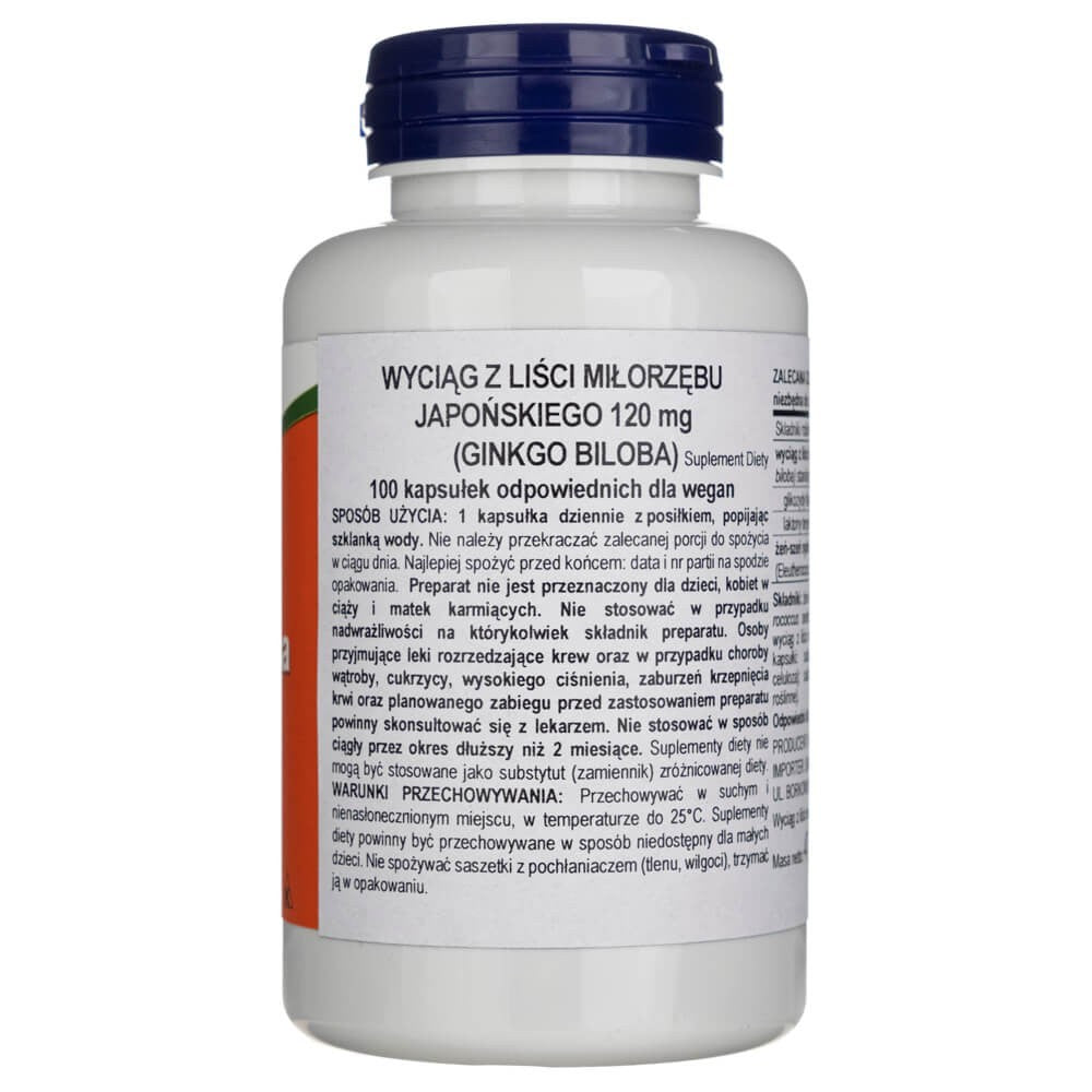 Now Foods Ginkgo Biloba divkāršas stiprības 120 mg - 100 kapsulas