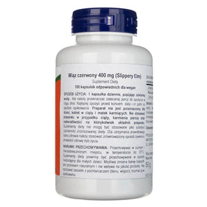 Now Foods Sarkanā goba (Slippery Elm) 400 mg – 100 kapsulas
