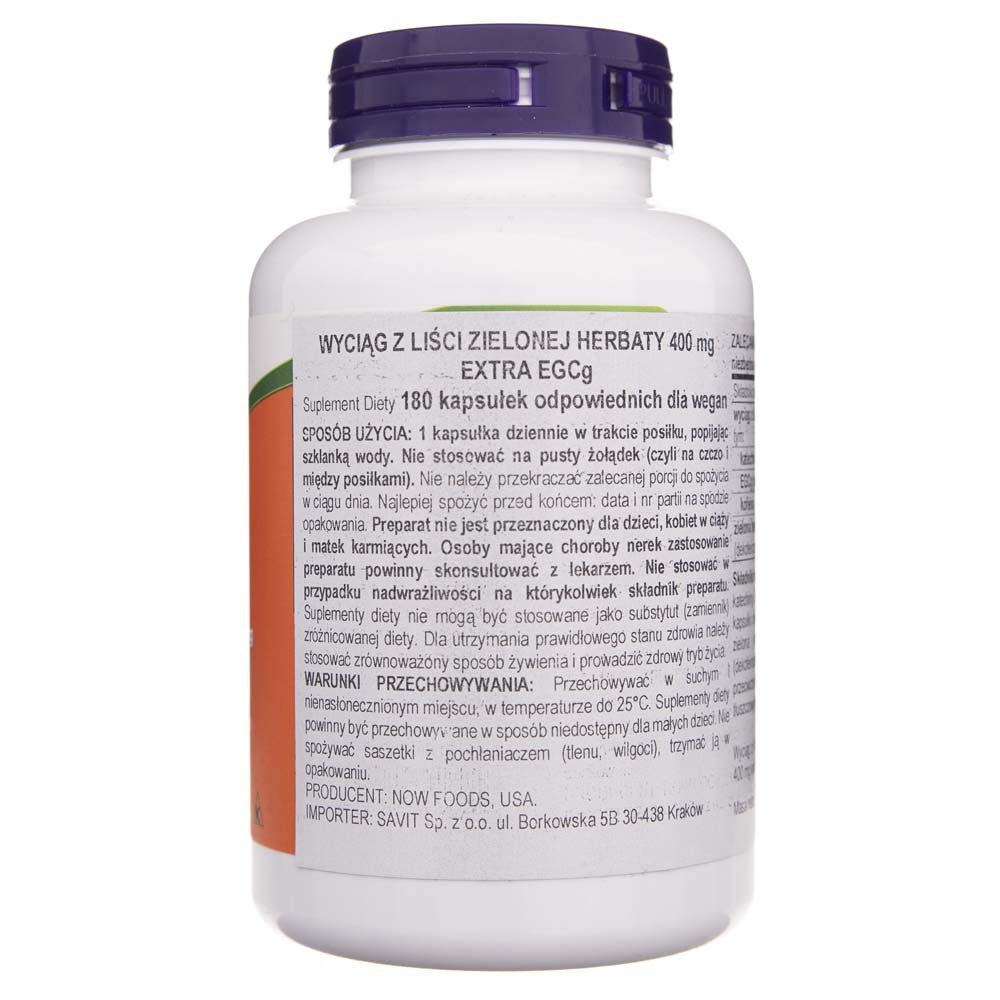 Now Foods EGCg Zaļās tējas ekstrakts 400 mg - 180 kapsulas