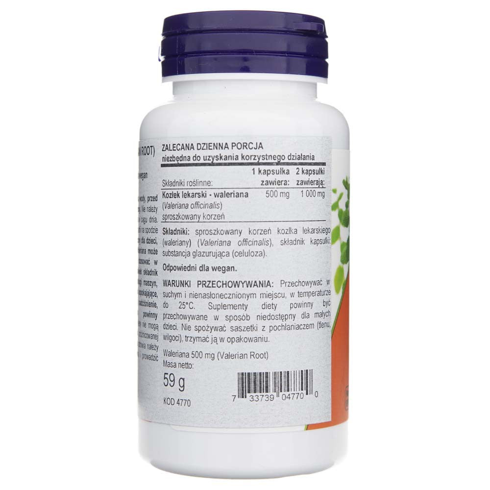 Now Foods Baldriāna sakne 500 mg - 100 kapsulas