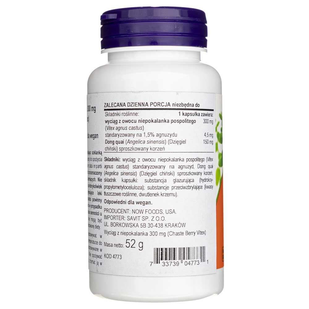 Now Foods Chaste Berry Vitex ekstrakts 300 mg – 90 kapsulas