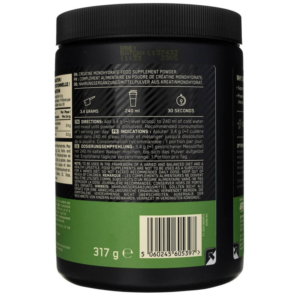 Optimum Nutrition Mikronizēts kreatīns, pulveris – 317 g