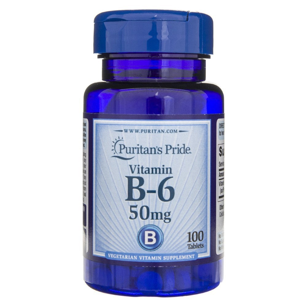 Puritan's Pride Vitaminas B-6 (piridoksino hidrochloridas) 50 mg - 100 tablečių - Magnis.lt