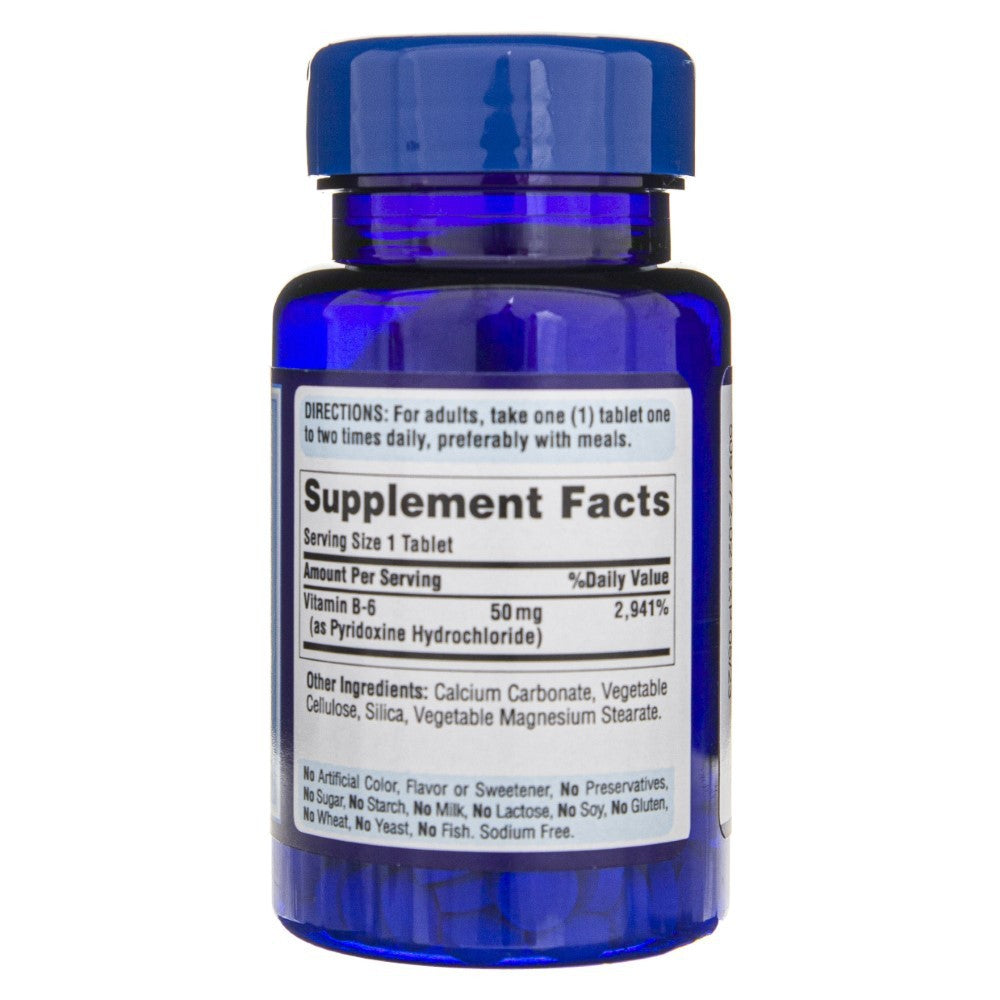 Puritan's Pride Vitaminas B-6 (piridoksino hidrochloridas) 50 mg - 100 tablečių - Magnis.lt