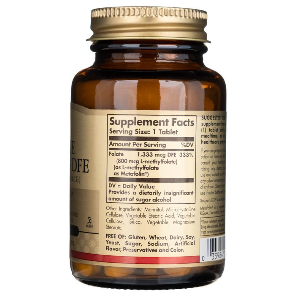 Solgar Folate 1333 mkg DFE (Metafolin® 800 mkg) - 100 tabletes