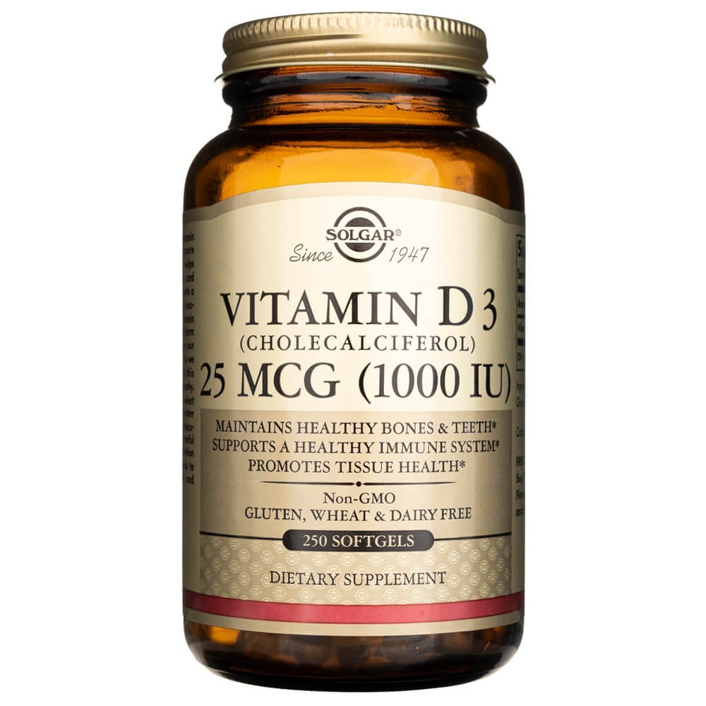 Solgar vitaminas D3 25 mcg (1000 TV) - 250 minkštųjų gelių - Magnis.lt