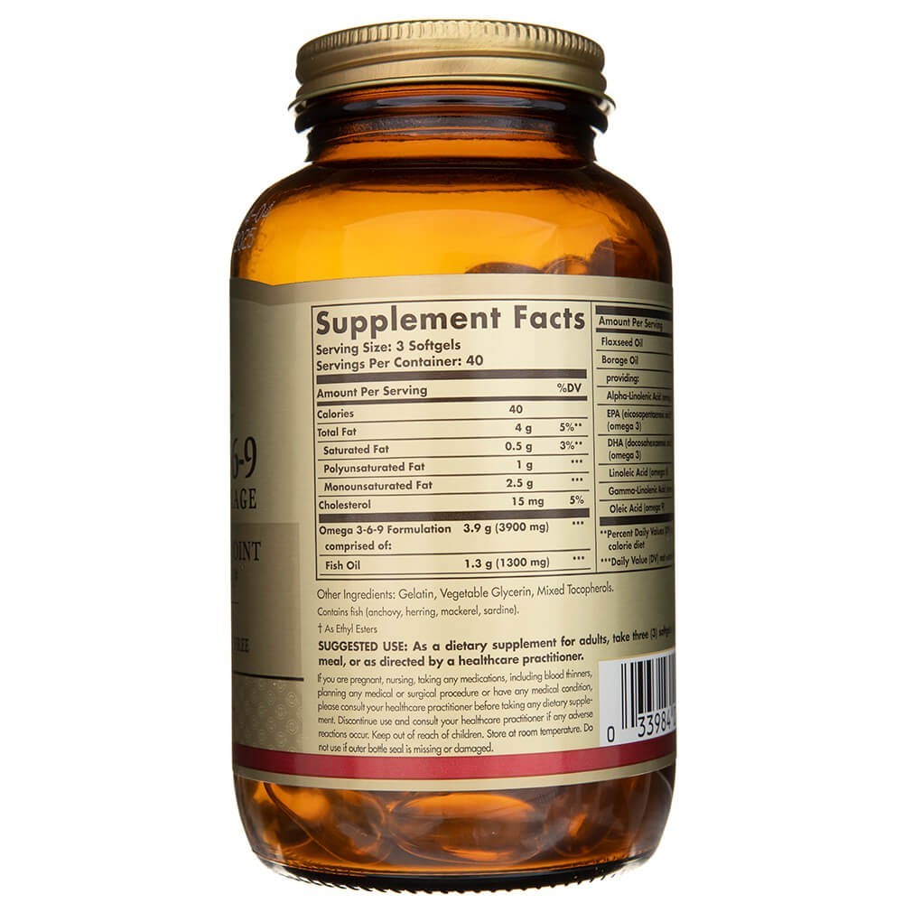 Solgar Omega 3-6-9 1300 mg - 120 mīkstās želejas kapsulas