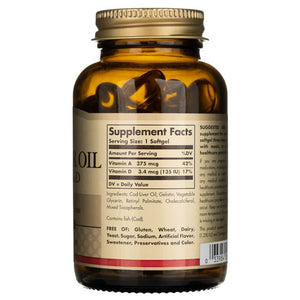 Solgar menkių kepenų aliejus (vitaminas A ir D) - 100 minkštųjų gelių - Magnis.lt