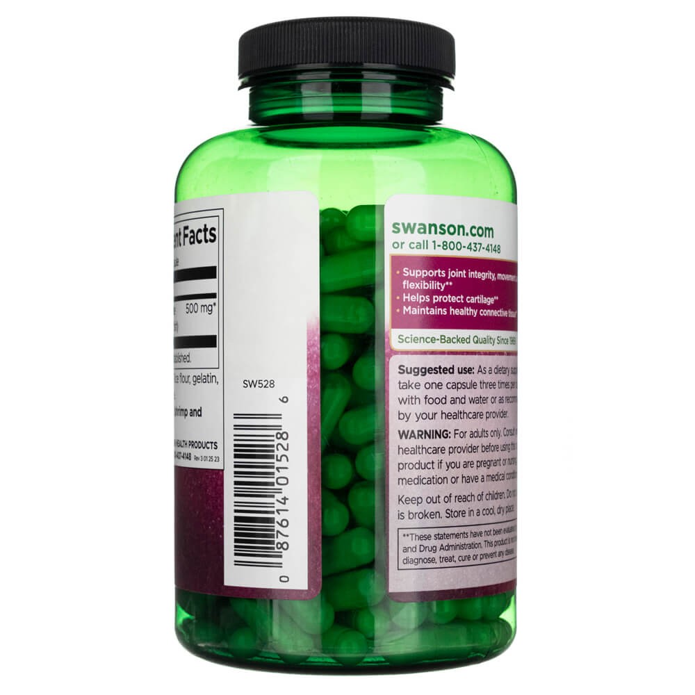 Swanson glikozamīna sulfāts 2KCl 500 mg - 250 kapsulas
